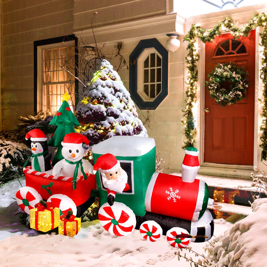 CCLIFE Père Noël gonflable LED jardin 160 cm nylon
