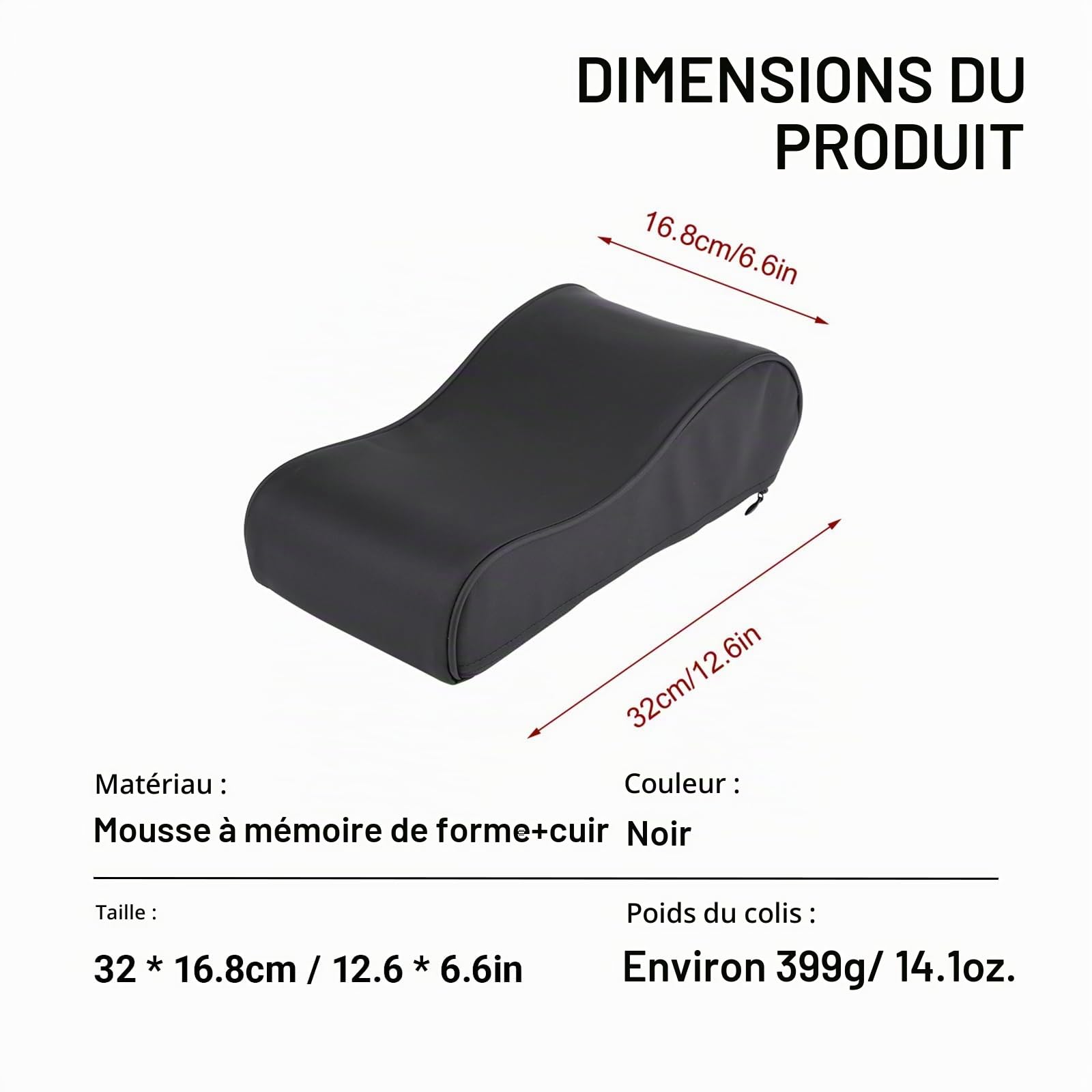 OUKENS Accessoires automobiles coussin accoudoir voiture cuir noir
