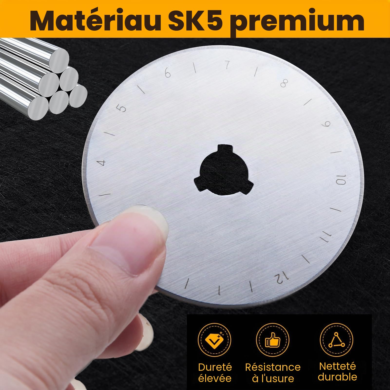 LEONTOOL Lames Rotatives 60 mm Lot de 10 Acier SK5