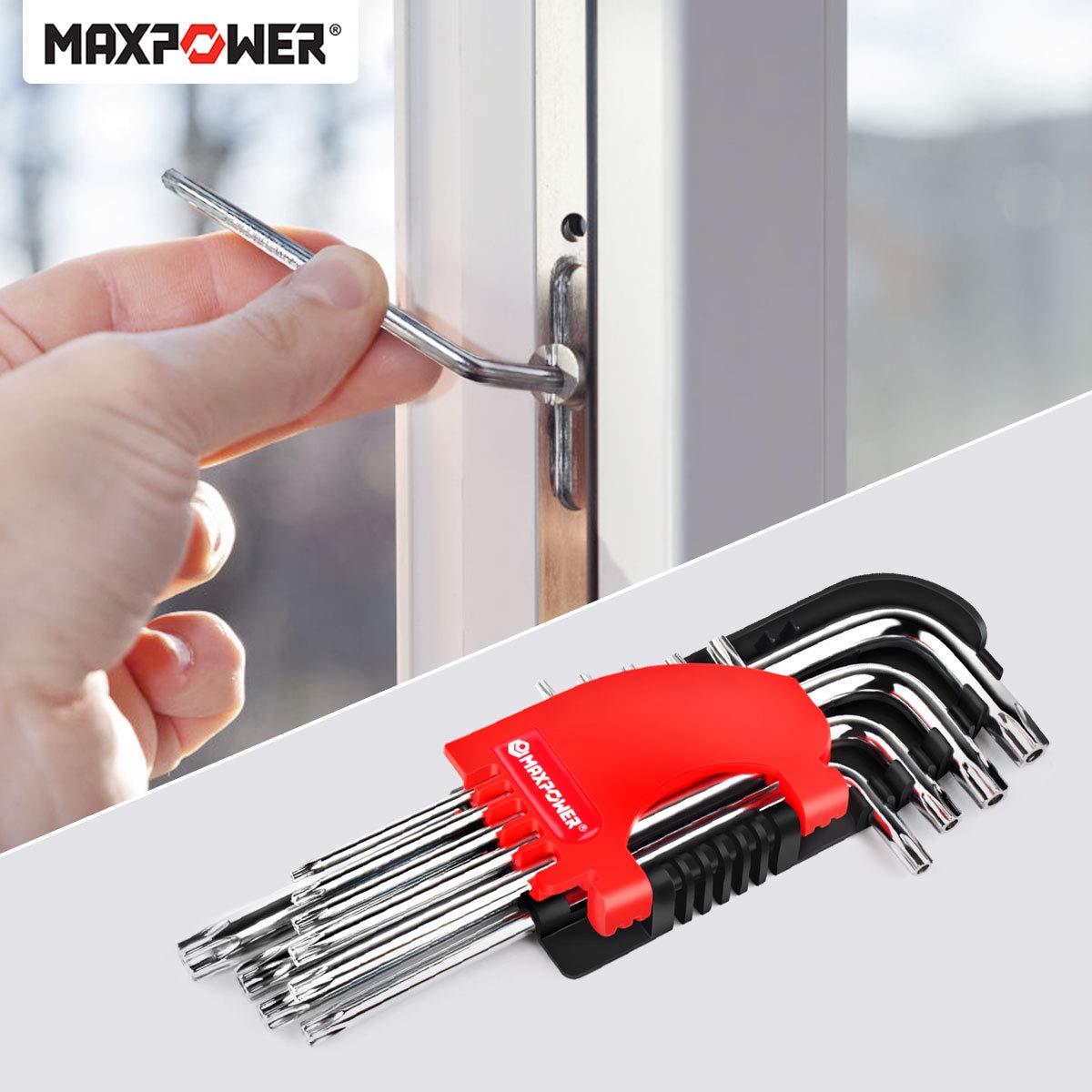 MaxPower Clé jeu 9 clés allen torx percées 1,5-10mm