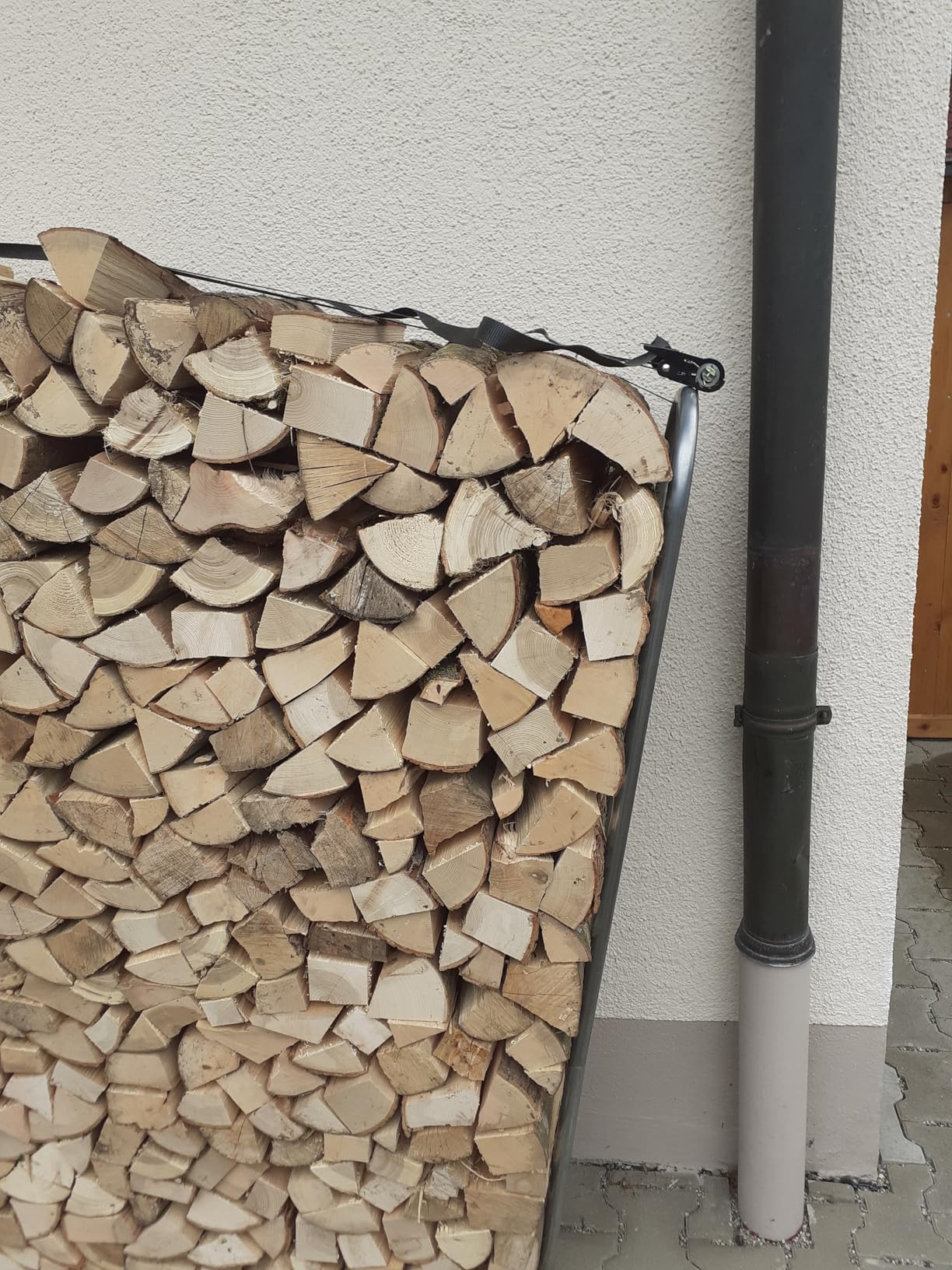 CCLIFE Range-bûches métal avec bâche bois 25-40 cm