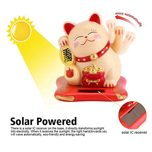 Jadeshay Articles Ménagers Maneki Neko Solaire Jaune