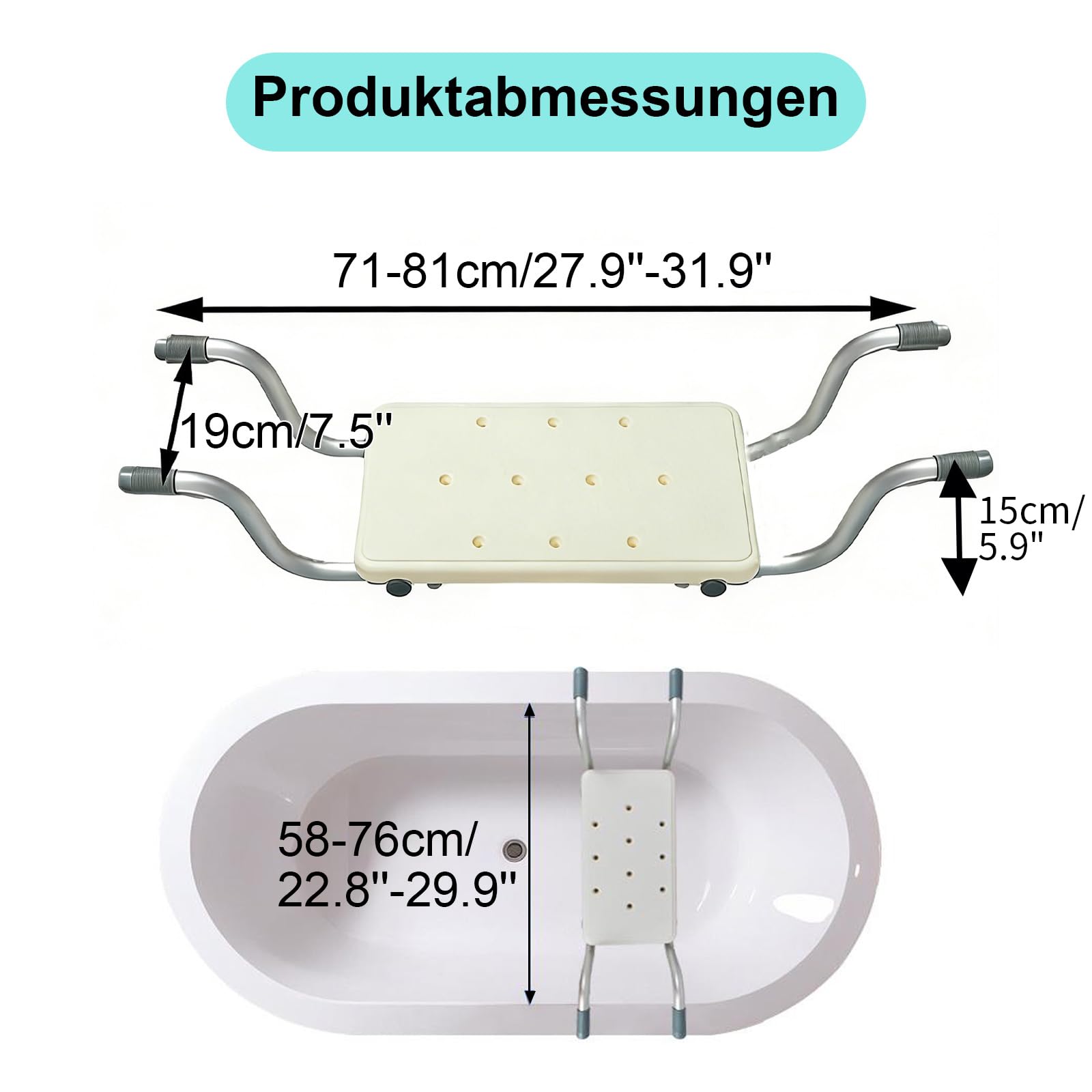 OUKENS Siège Baignoire Réglable 71-81 cm Planche 135 kg