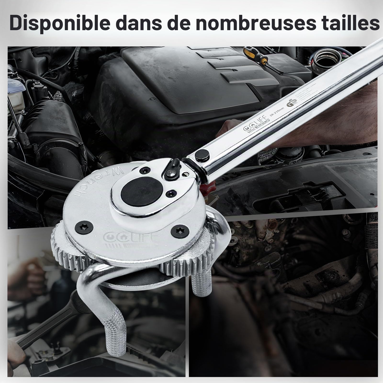CCLIFE Oil Tools Clé filtre à huile 3 bras 43-102 mm