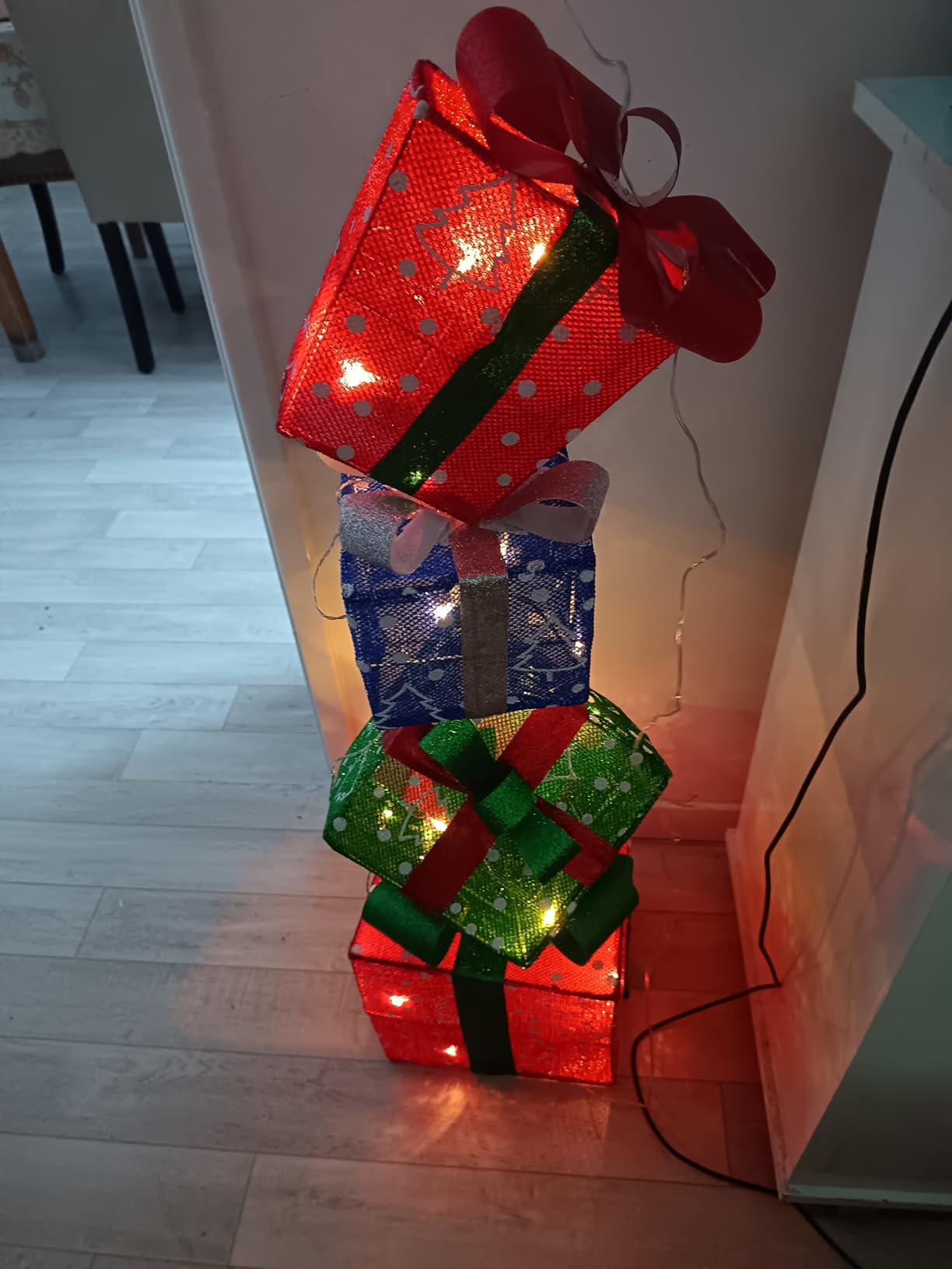CCLIFE DIY Tools boîte cadeau LED Noël lot de 4 couleur carré