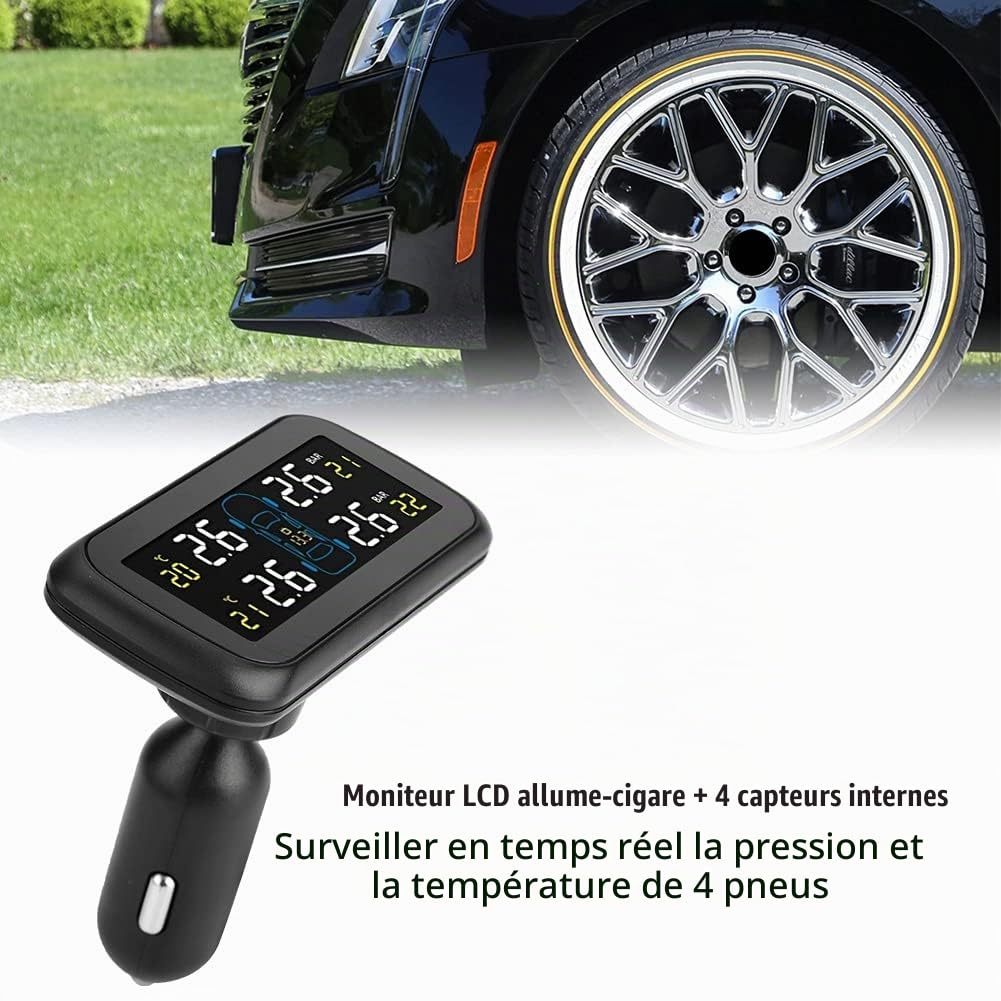 OUKENS TPMS pression pneus 4 capteurs internes LCD USB