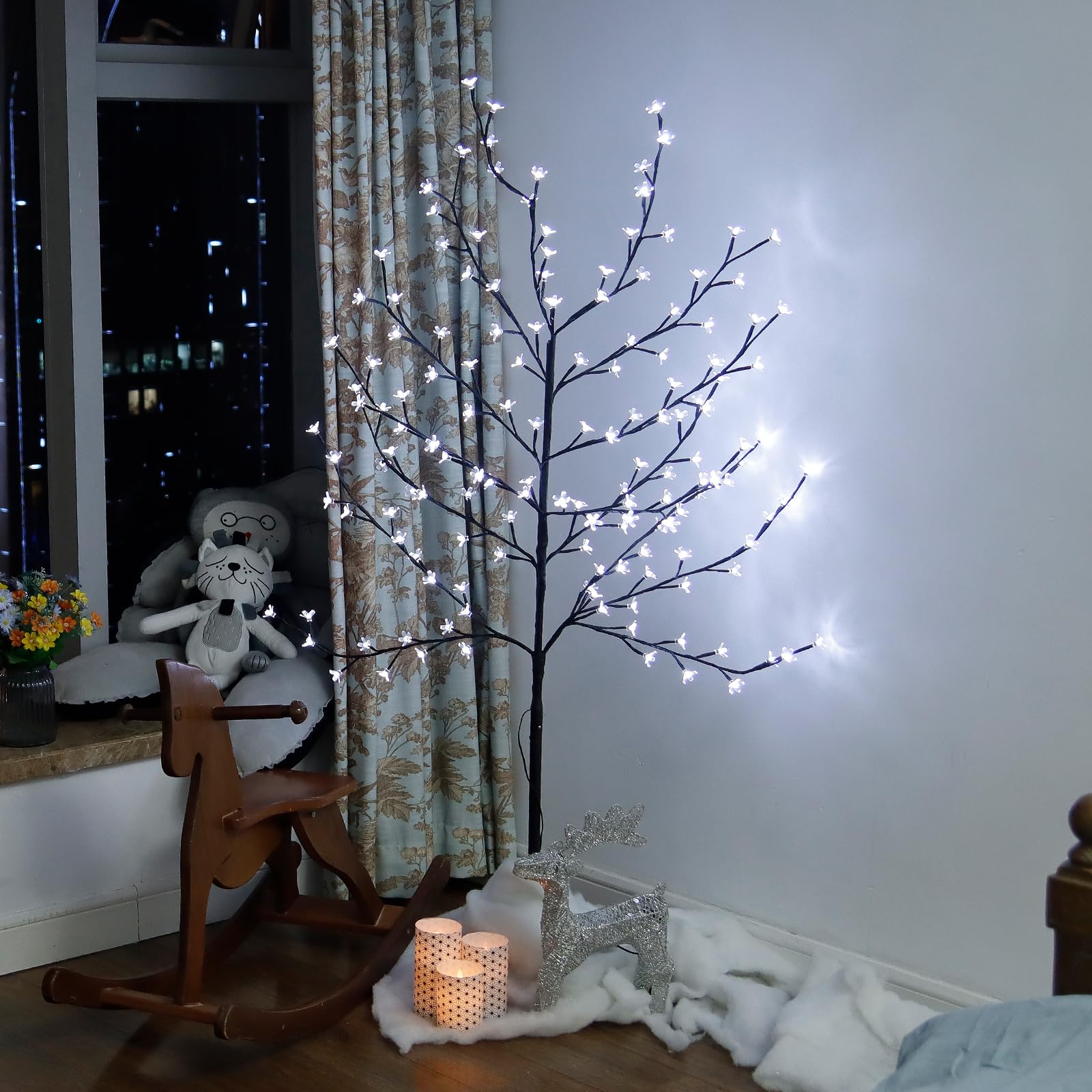 CCLIFE Arbre Cerisier LED 150 cm 150 LED blanc froid