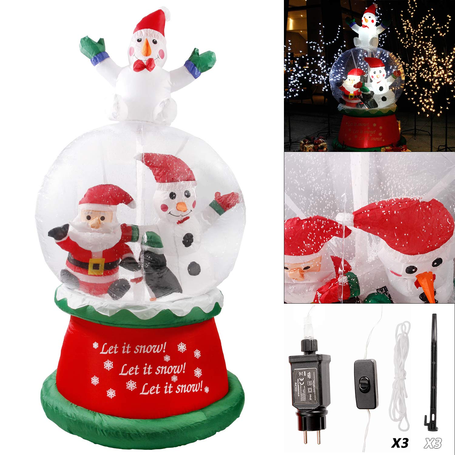 CCLIFE DIY Tools Bonhomme Neige Gonflable LED Boule