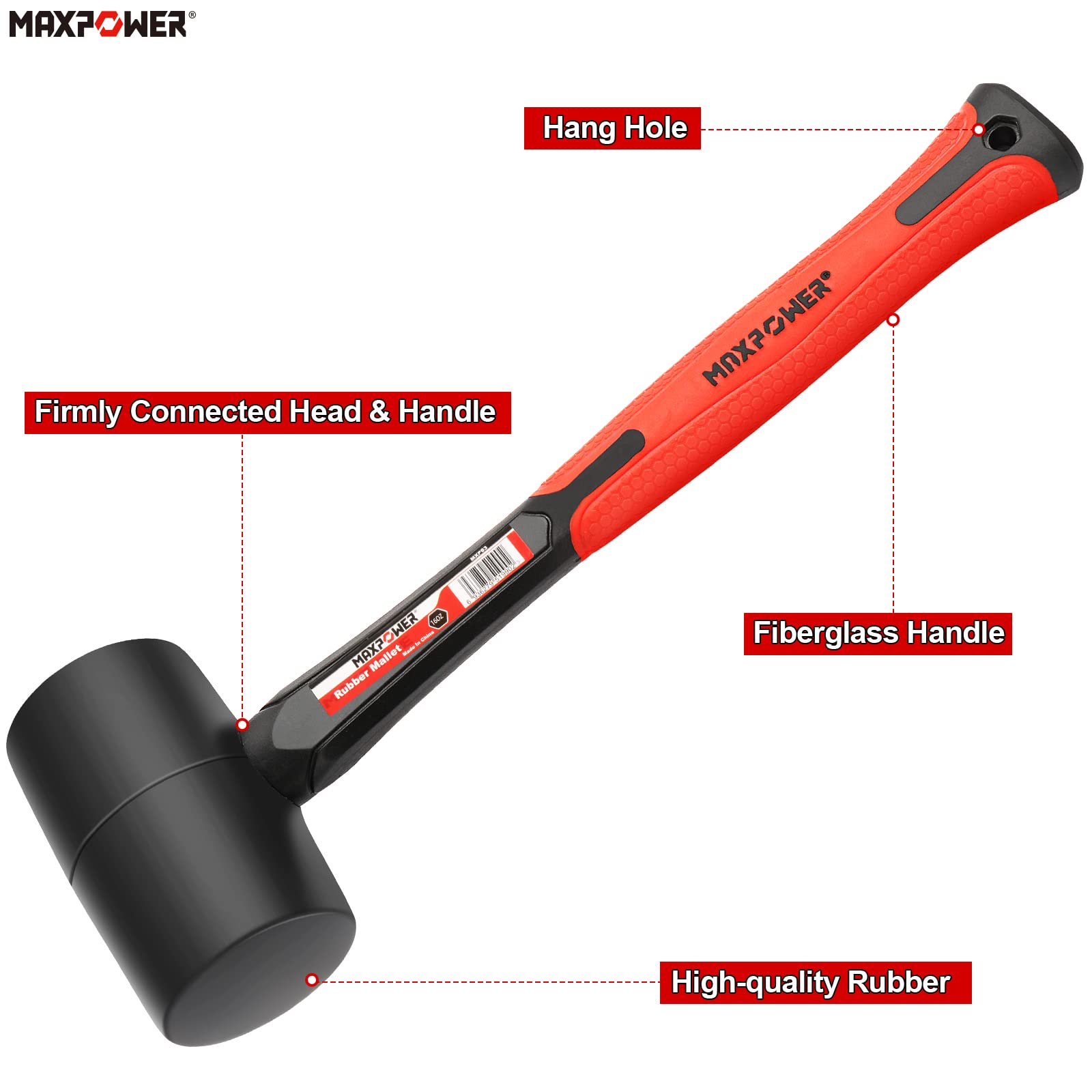 MaxPower Outils de frappe maillet noir 335 mm 454 g