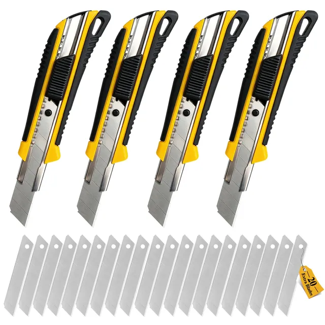 CCLIFE DIY Tools Cutter Pro 18mm 4 Pcs +20 Lames Métal