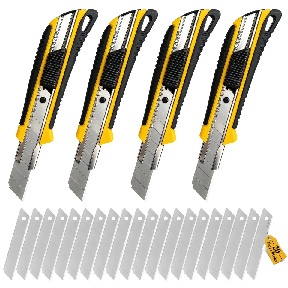 CCLIFE DIY Tools Cutter Pro 18mm 4 Pcs +20 Lames Métal