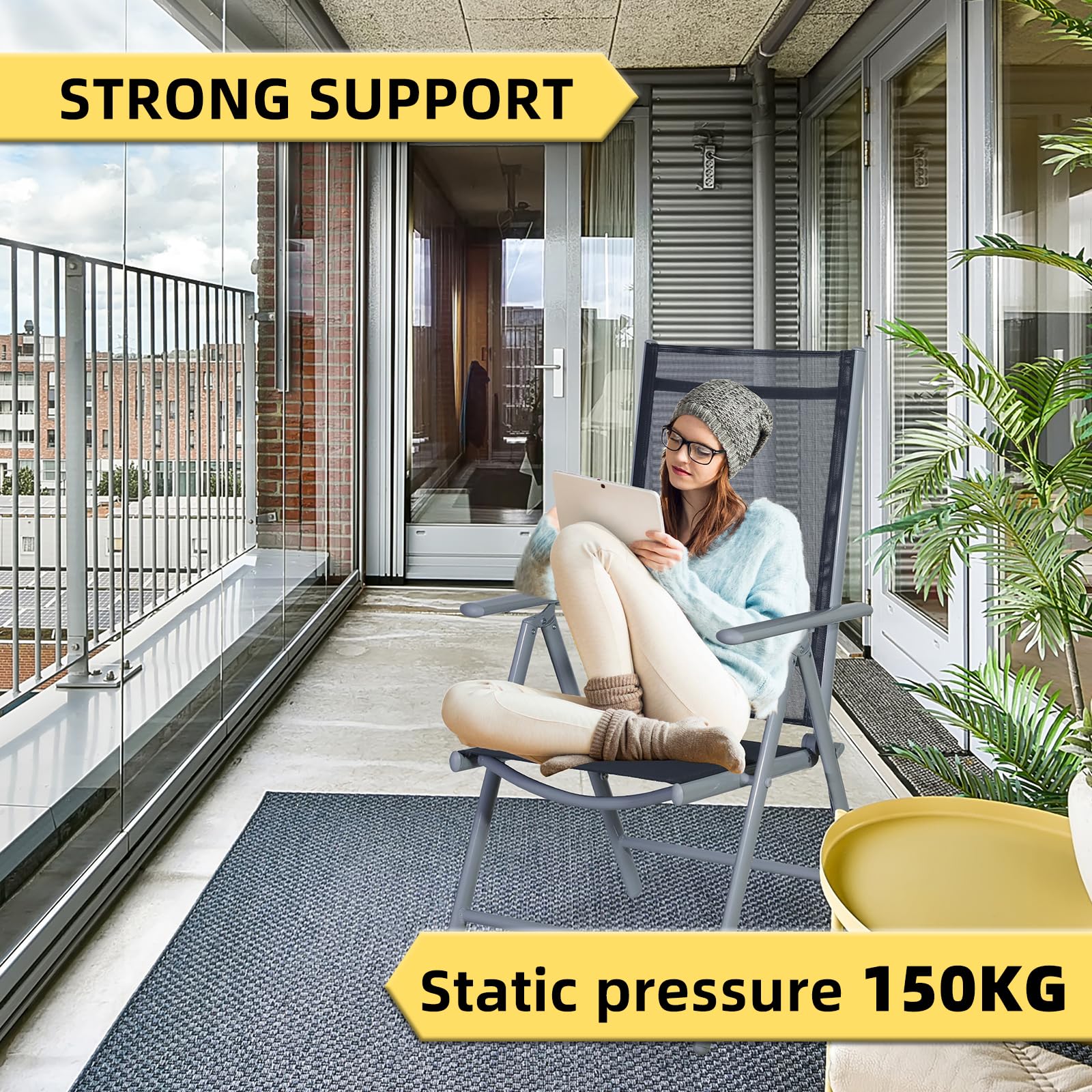 CCLIFE DIY Tools chaise jardin pliante 7 positions Teslin 150 kg
