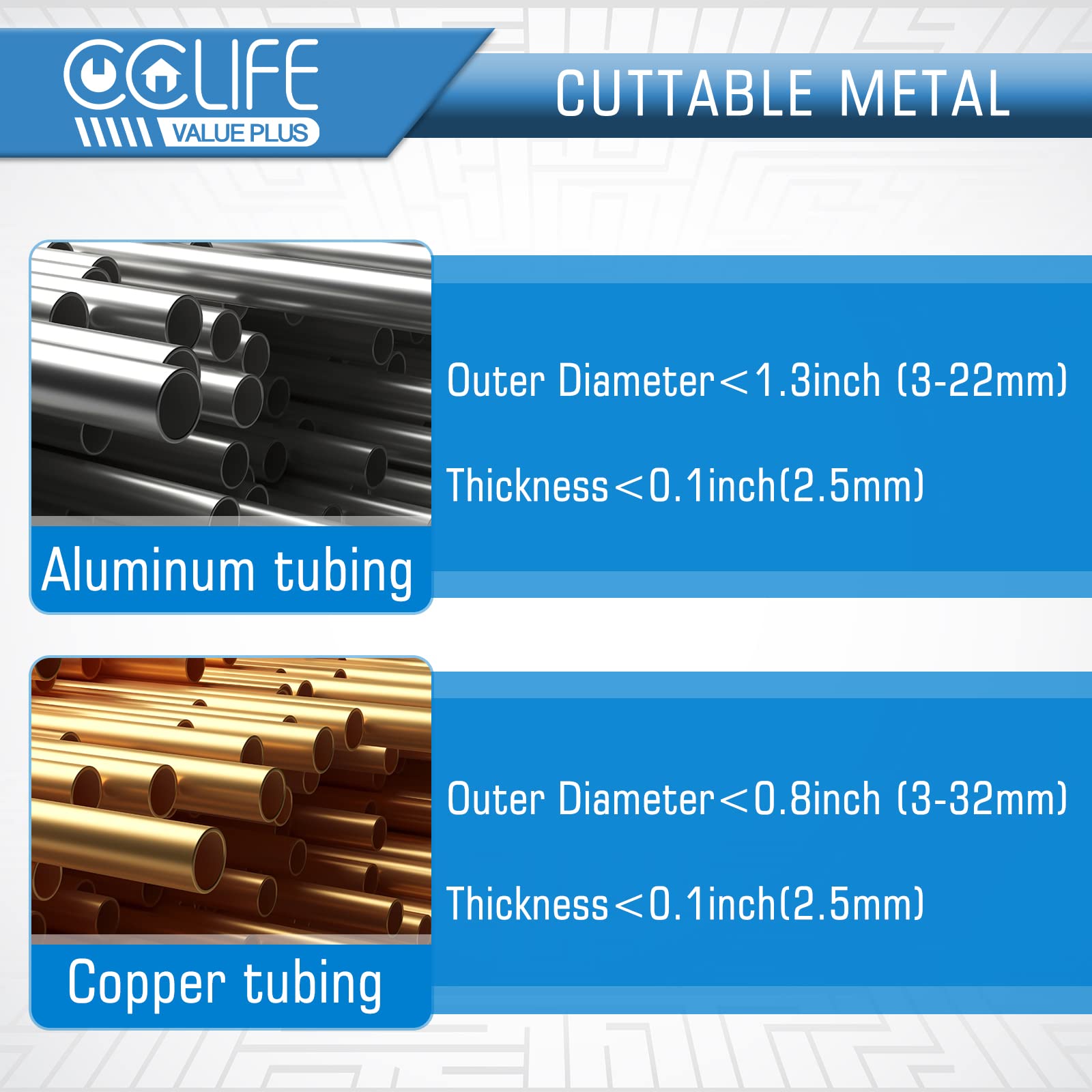 CCLIFE DIY Tools coupe-tube cuivre 2 pièces 3-22/3-32mm