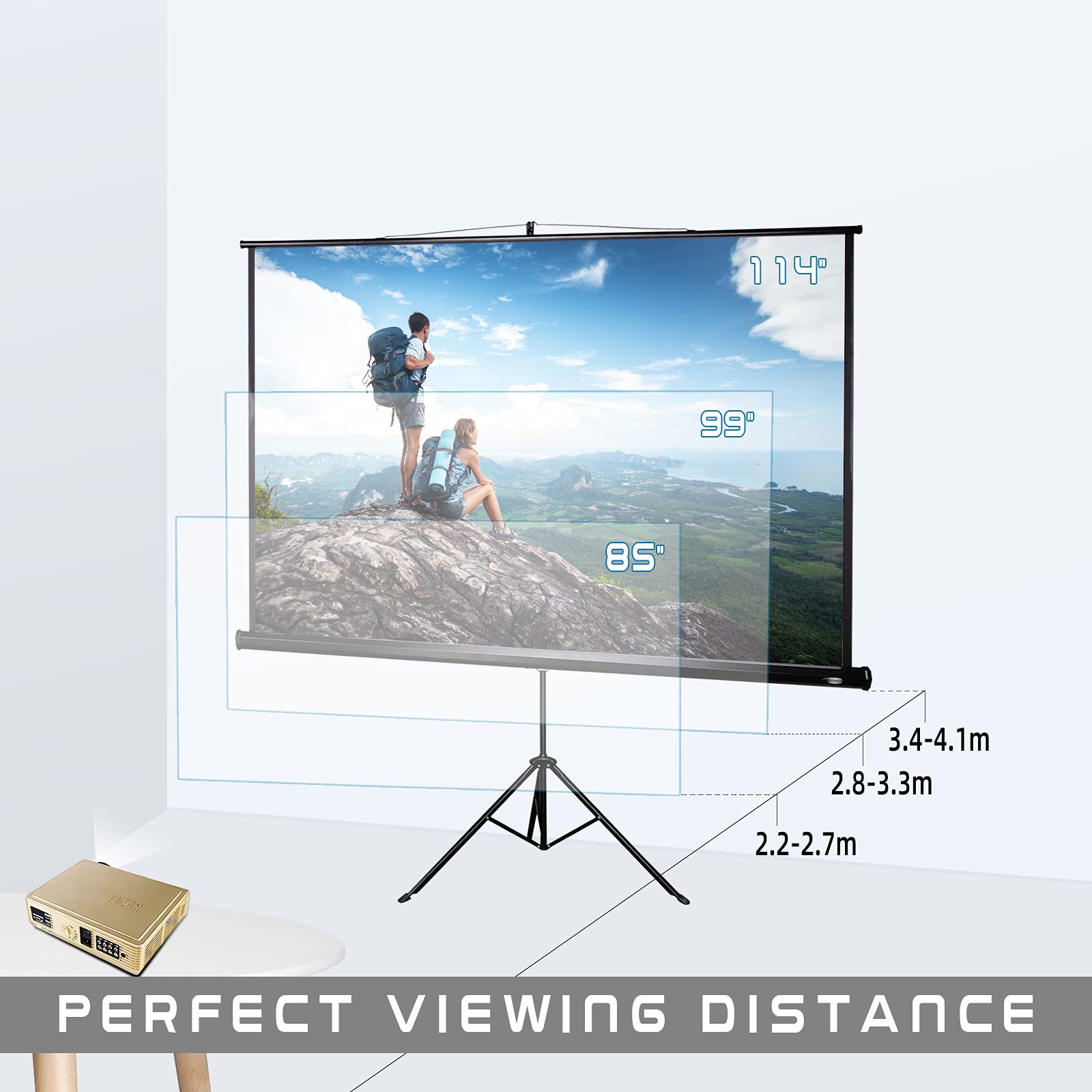 CCLIFE DIY Tools Écran Vidéoprojecteur Trépied 178x178cm 100"