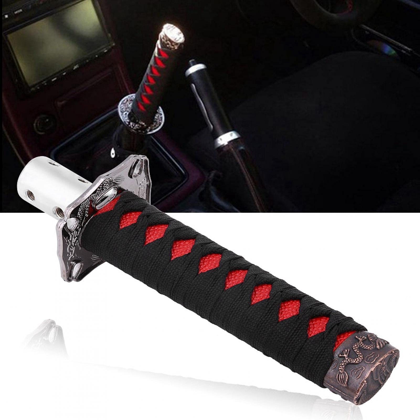OUKENS Pommeau Levier Vitesse Sabre Noir-Rouge Manuel