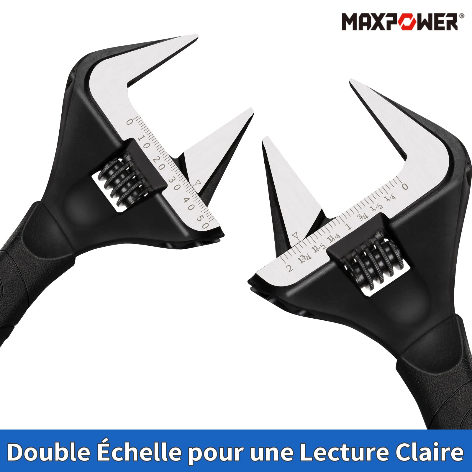 MaxPower Clé jeu 2 clés à molette 150+250mm 34/50mm