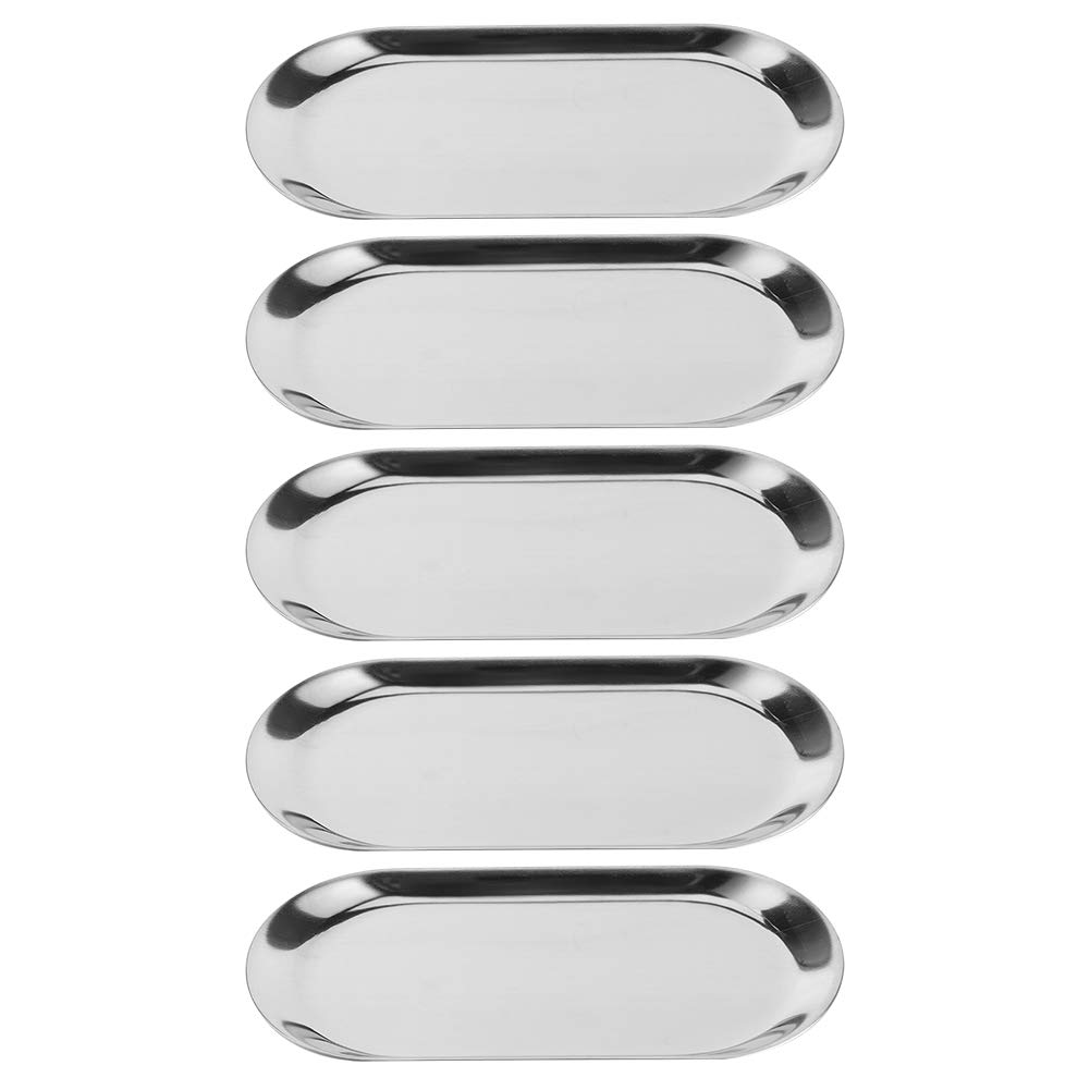 OUKENS plateau bijoux inox ovale argent lot 5