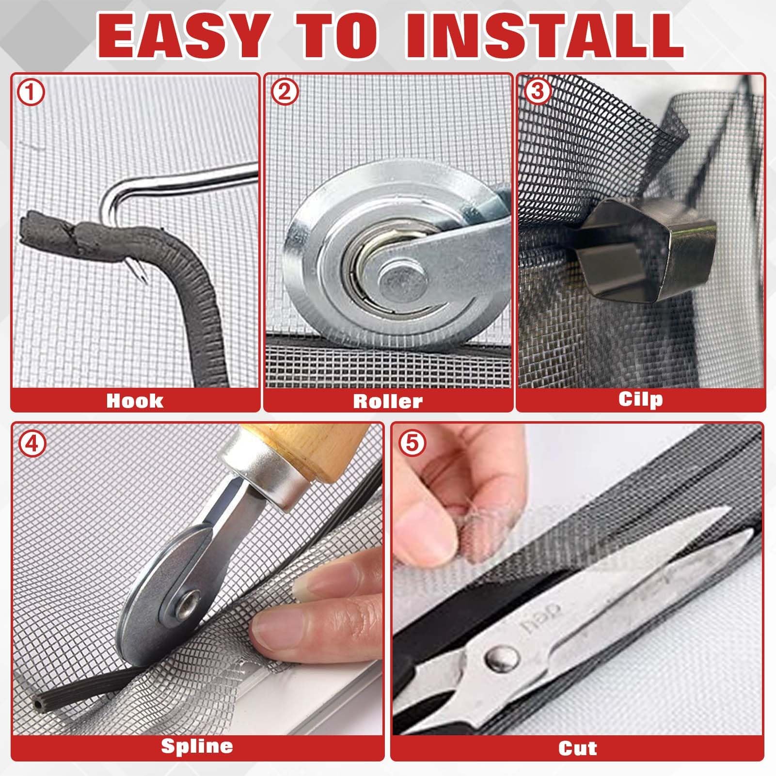 LEONTOOL Vis et Écrous Rouleau Moustiquaire 5 en 1 Kit Complet