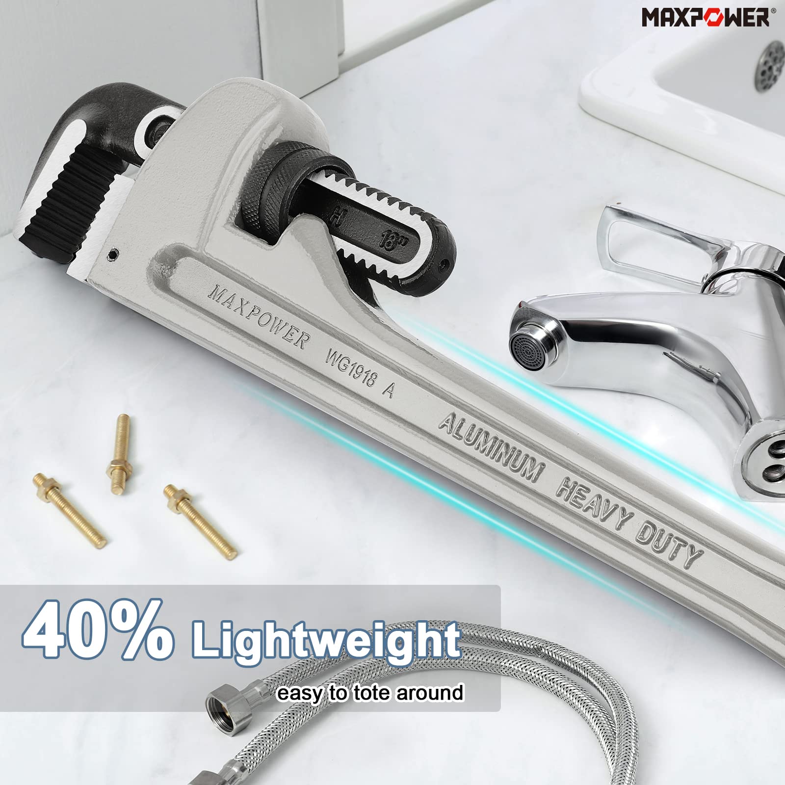 MaxPower Outils de plomberie clés tuyau alu 10-14-18 pouces lot