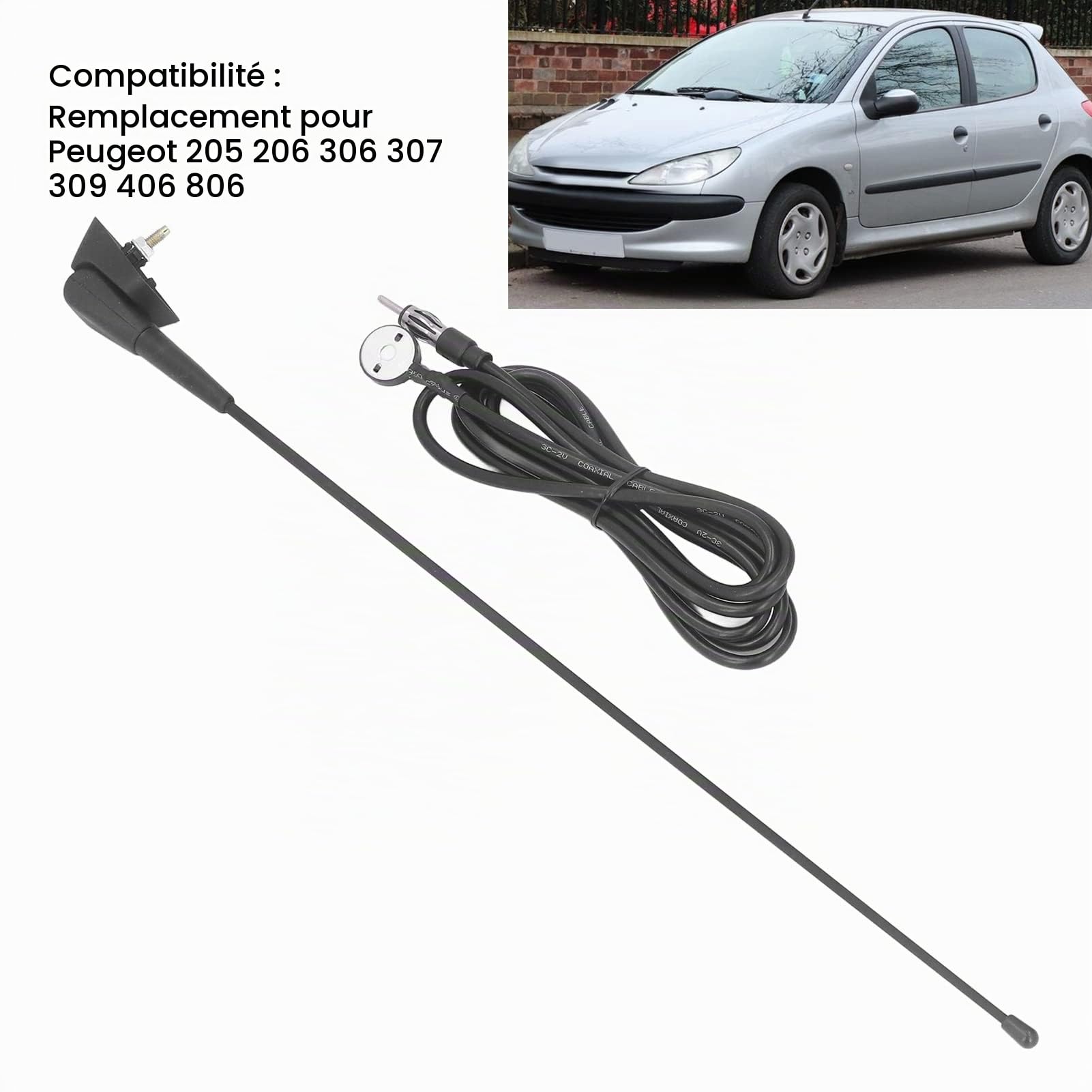 OUKENS Antenne voiture caoutchouc Peugeot AM FM toit