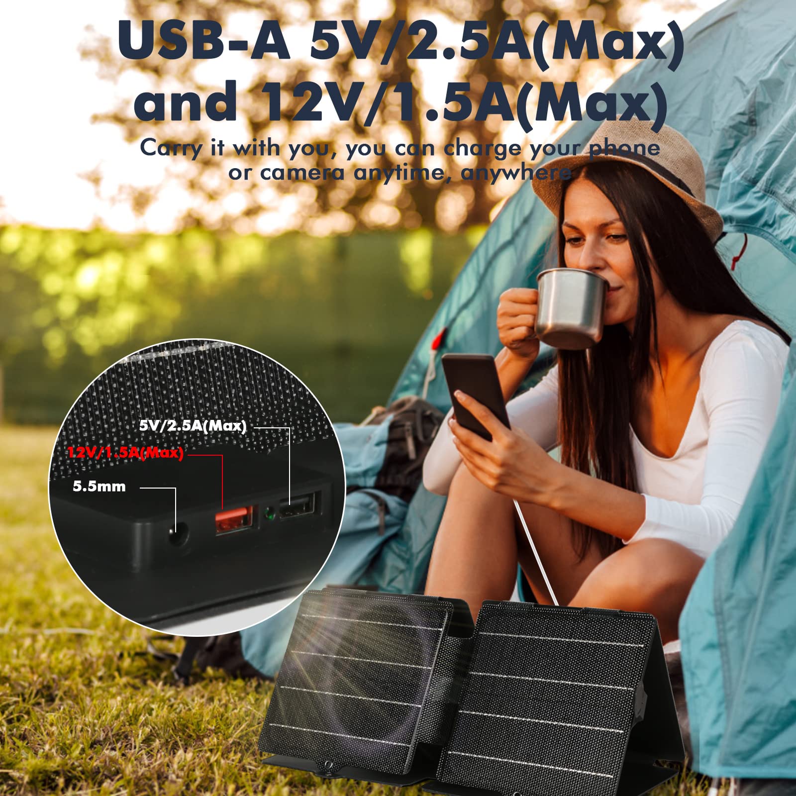 Jadeshay Solaire Photovoltaïque chargeur solaire pliable 42W USB