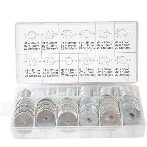 CCLIFE DIY Tools coffret 240 rondelles plates M2-M12