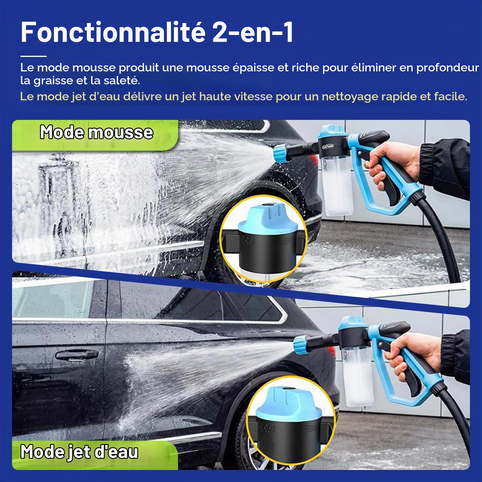 OUKENS pistolet lavage 5 en 1 mousse 240 ml buse réglable