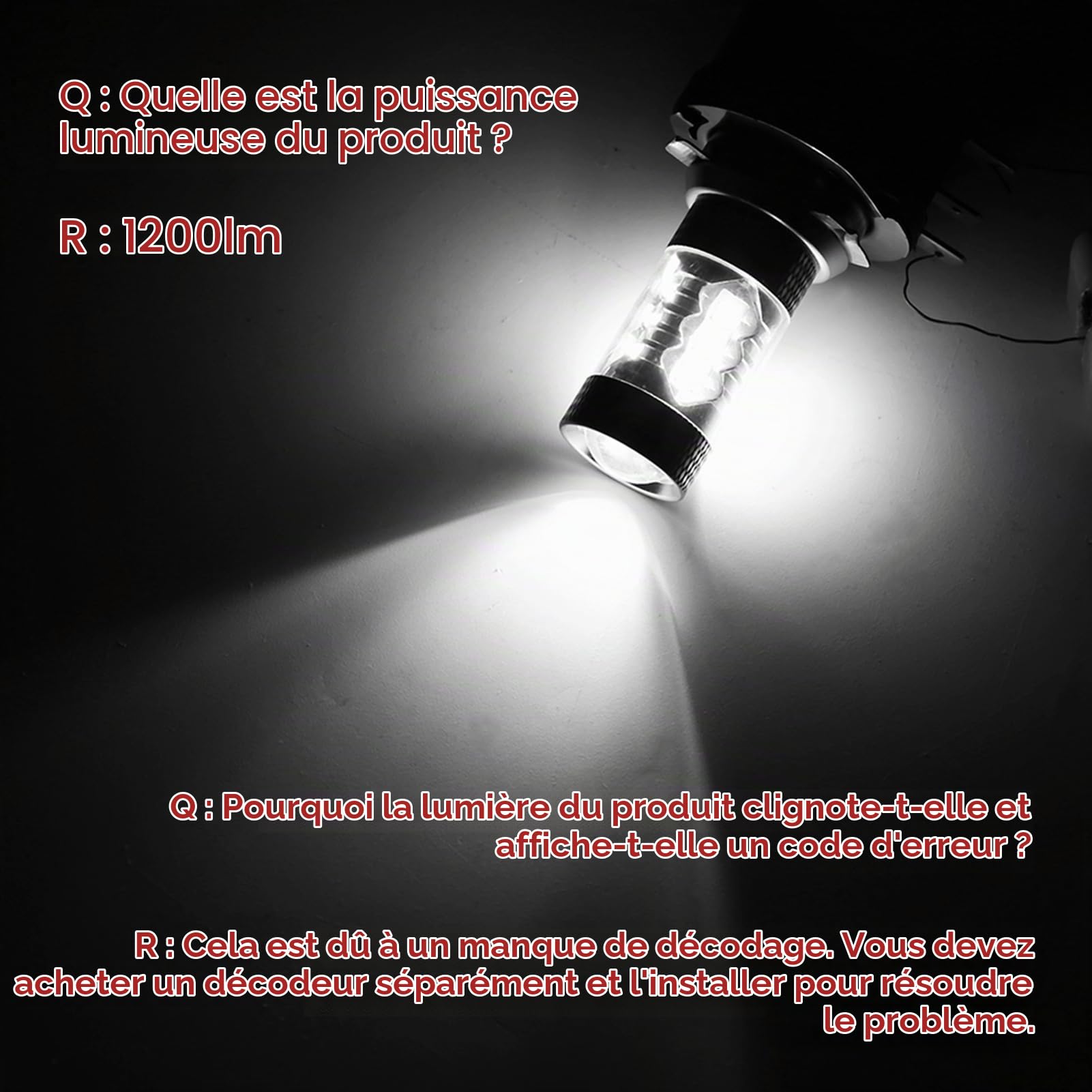 OUKENS H15 Ampoule LED 80W blanc lot de 2