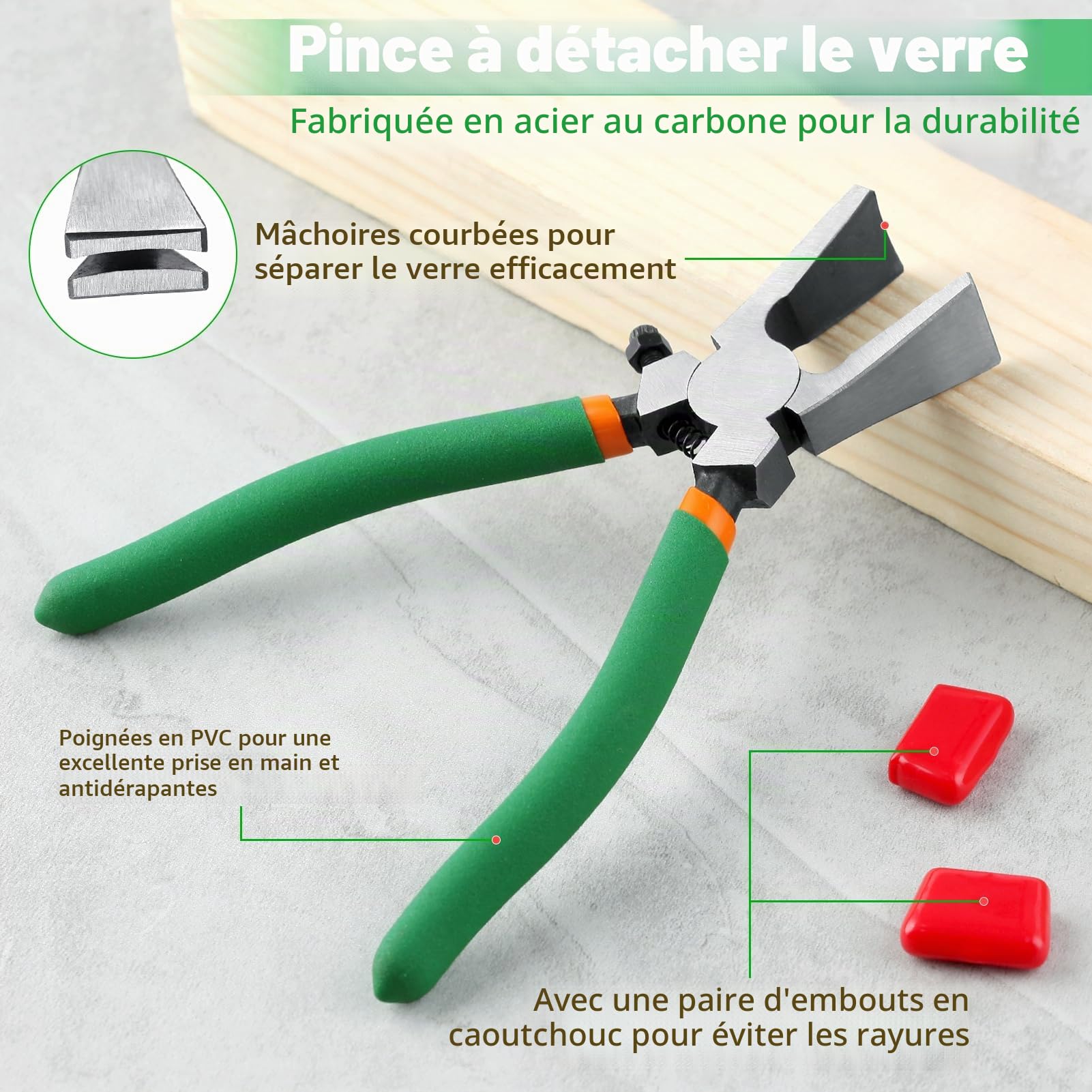 LEONTOOL Pince à Verre 15,2cm Acier Brise-Verre Vitrail