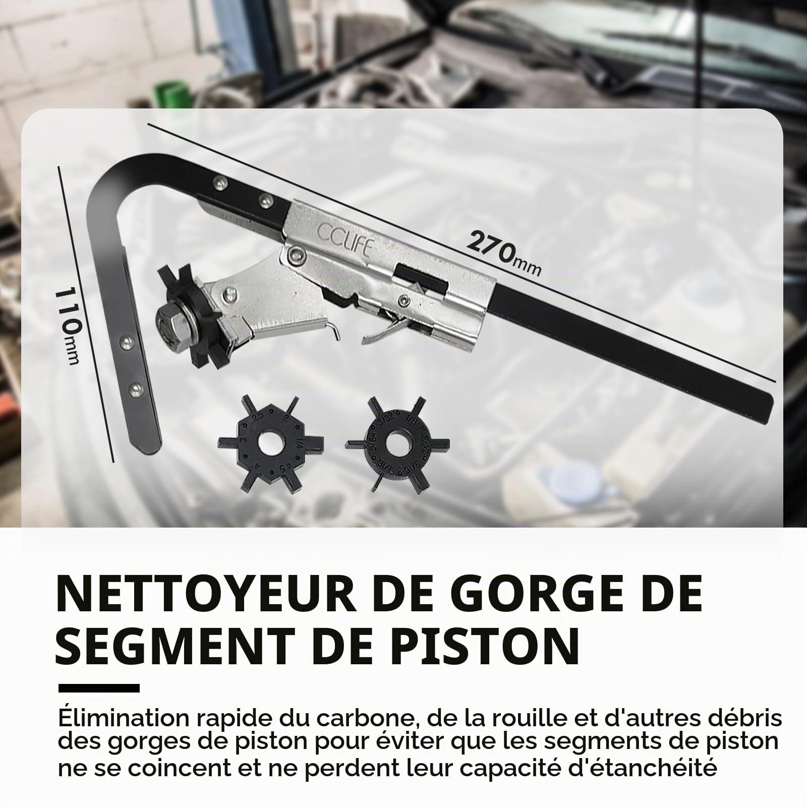 CCLIFE Spring Compressor kit segments piston 5 pièces