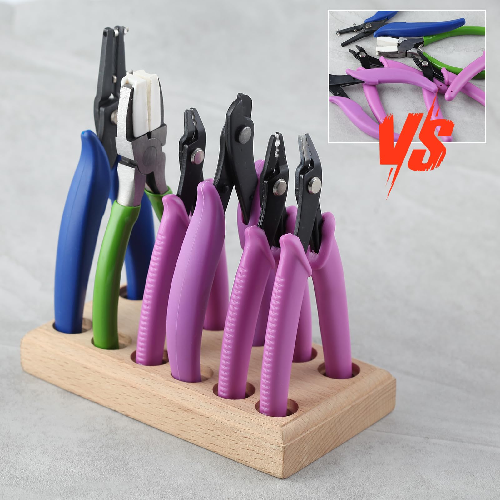 LEONTOOL Bloc bois 12 trous rangement pinces 80x148 mm