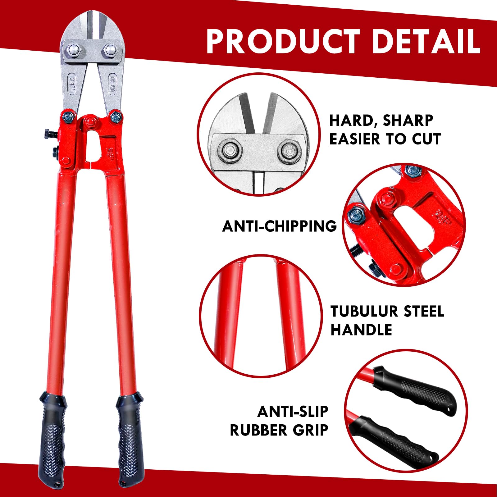 CCLIFE DIY Tools coupe-boulons 600mm 8mm Cr-Mo