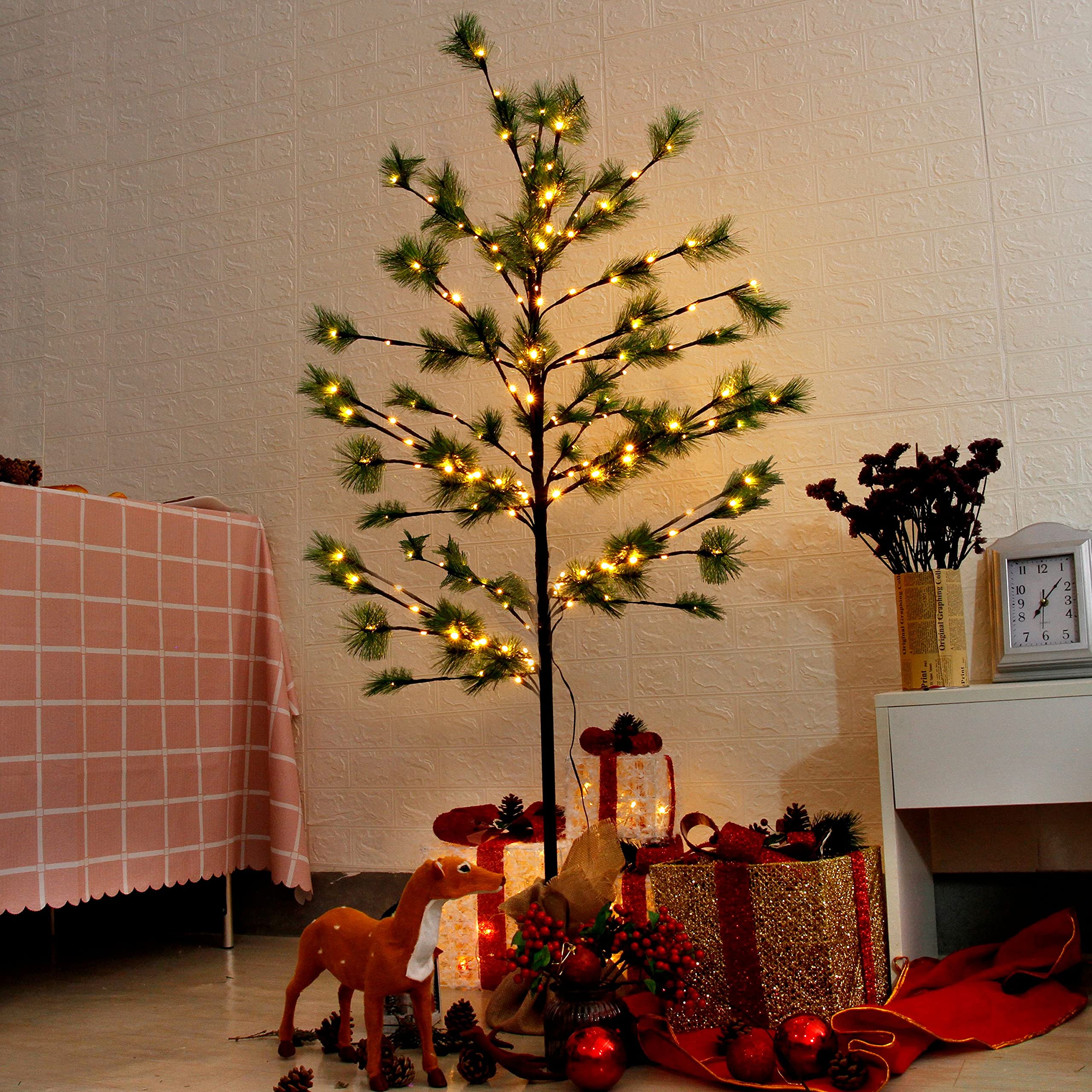 CCLIFE DIY Tools arbre cerisier LED blanc froid 220 cm