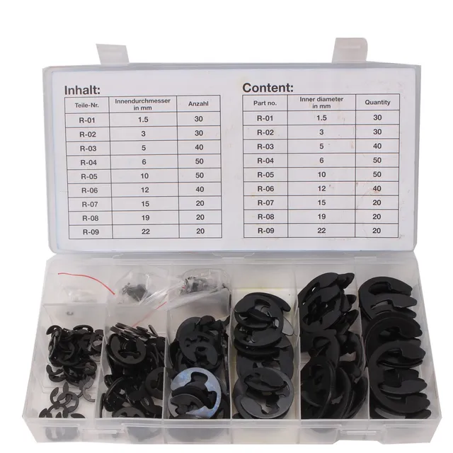 CCLIFE DIY Tools Coffret 300 Circlips en E M1.5-M22