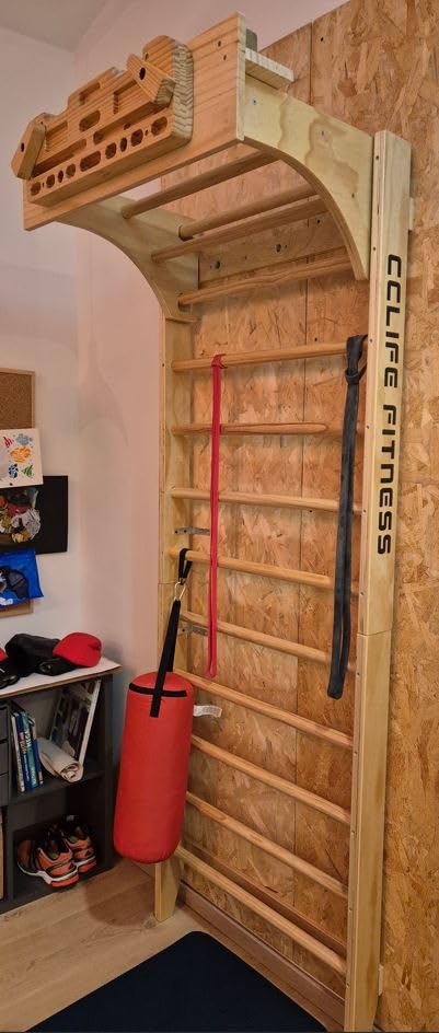 CCLife Sports & Yoga espalier suédois bois 100 kg avec barre traction
