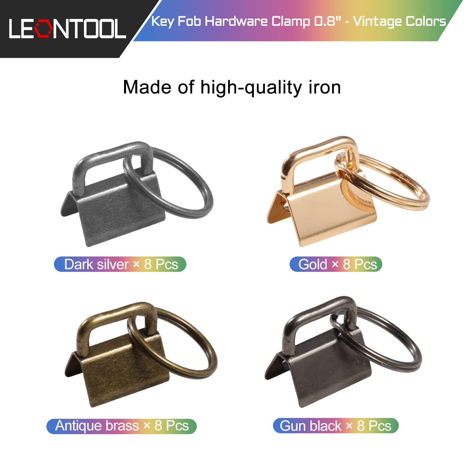 LEONTOOL Pinces Émetteurs Clés Porte-clés 32 pièces 2 cm 4 couleurs
