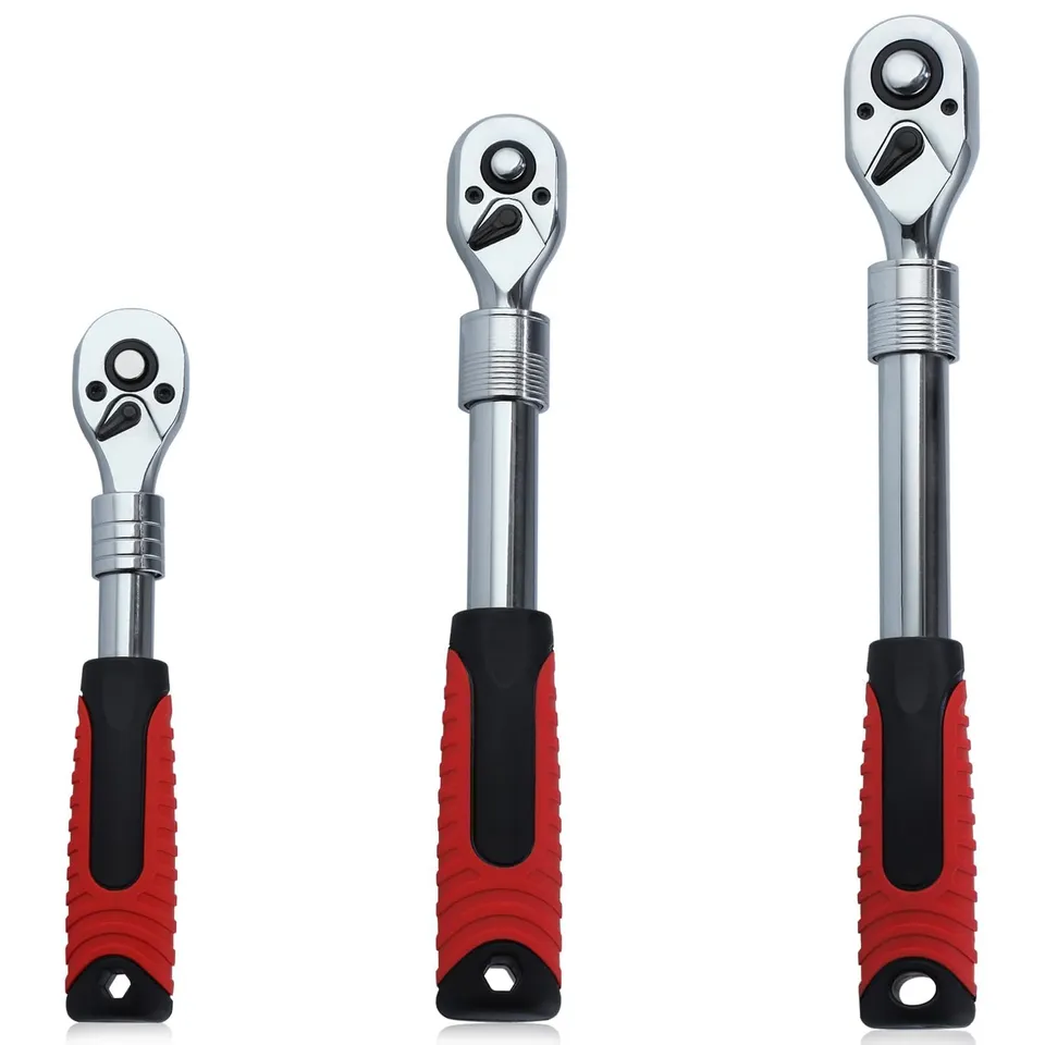 LEONTOOL Jeux de Douilles Lot 3 Cliquets Extensibles 72 Dents CR-V