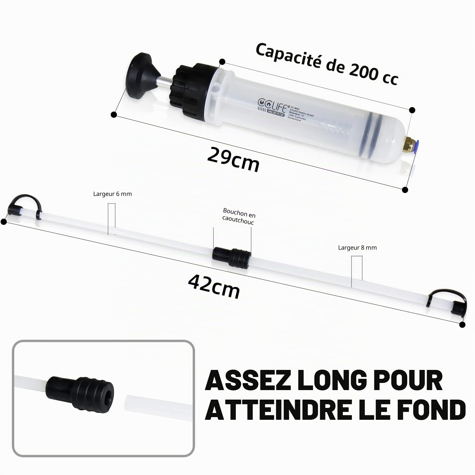 CCLIFE Oil Tools seringue huile 200cc pompe aspiration