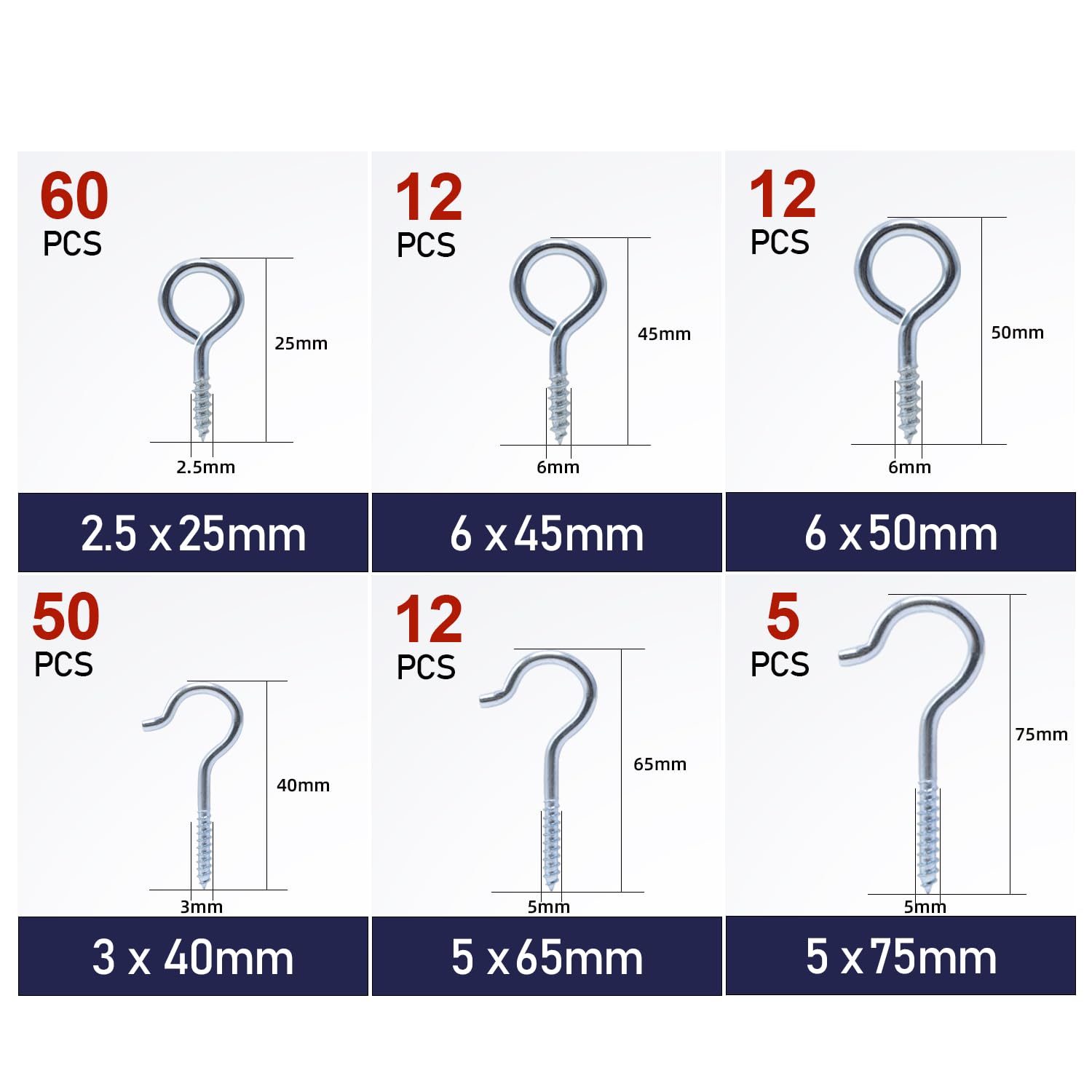 CCLife DIY Tools crochet à visser ouvert fermé 151 pcs boîte