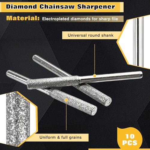 LEONTOOL Outils de Jardinage Lime Diamant 4mm Lot 10 avec Boîte