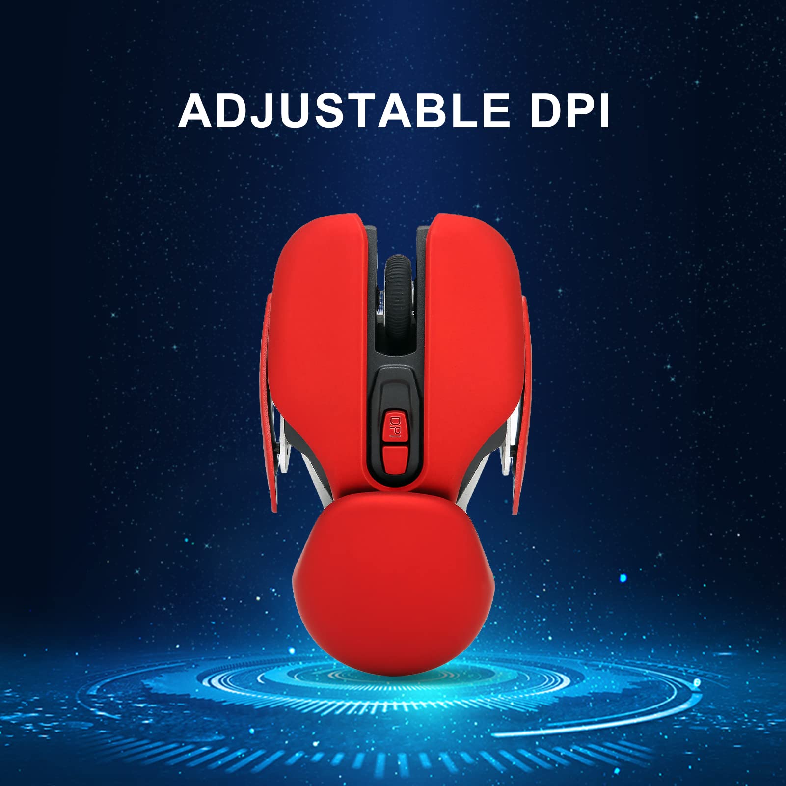 OUKENS Souris de Jeu Sans Fil Ergonomique Rouge DPI Réglable