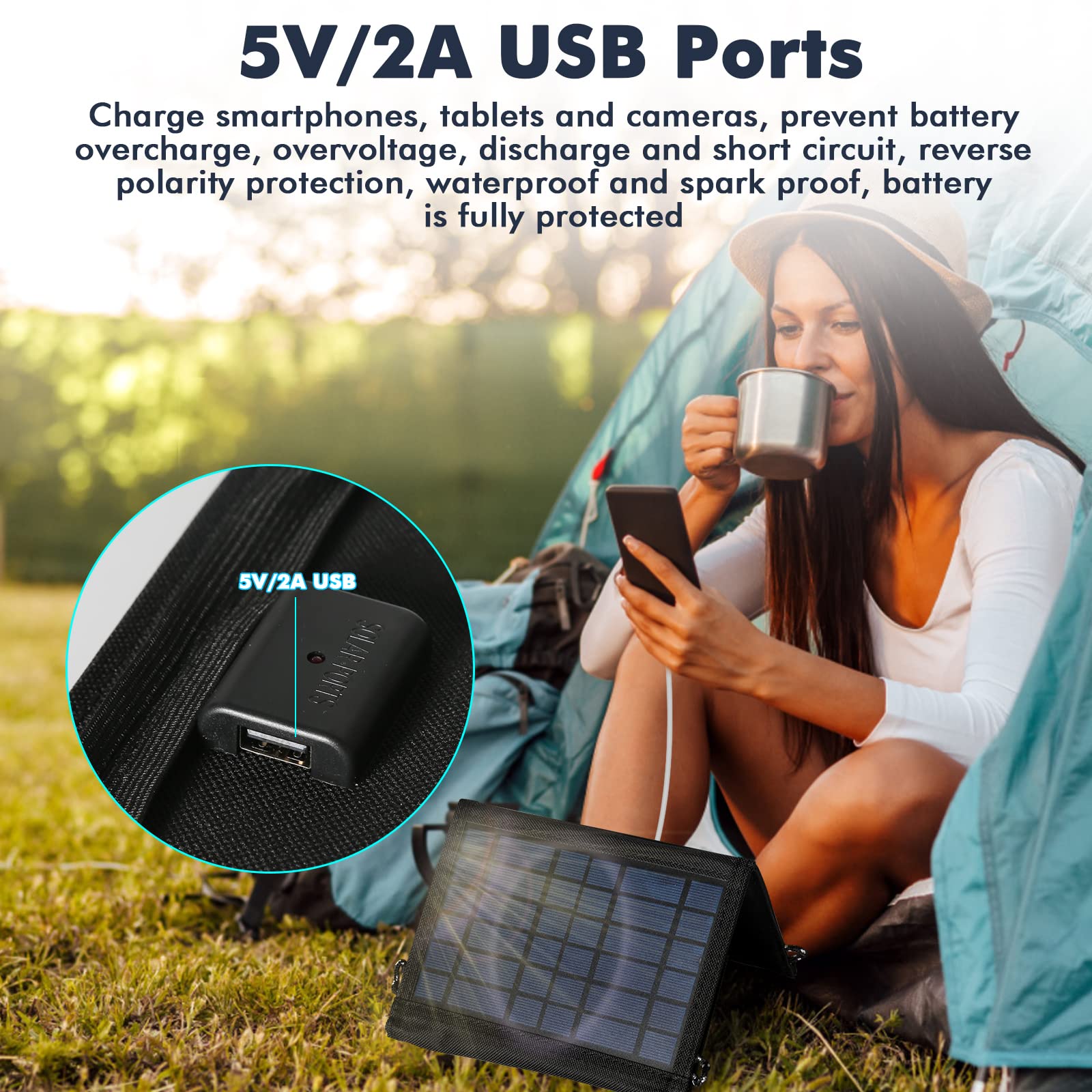 Jadeshay Solaire Photovoltaïque panneau solaire 15W pliable USB