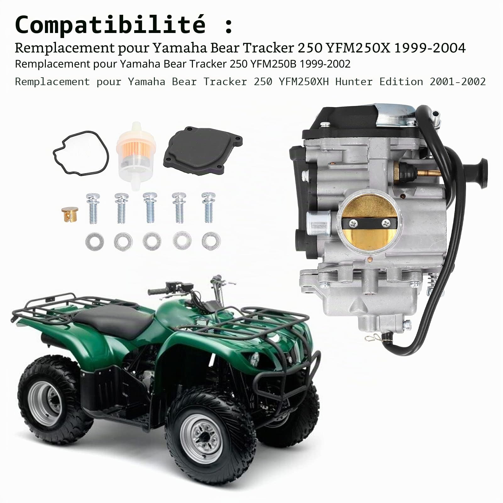 OUKENS Carburateur 44MM moto Yamaha Bear Tracker 250 alu