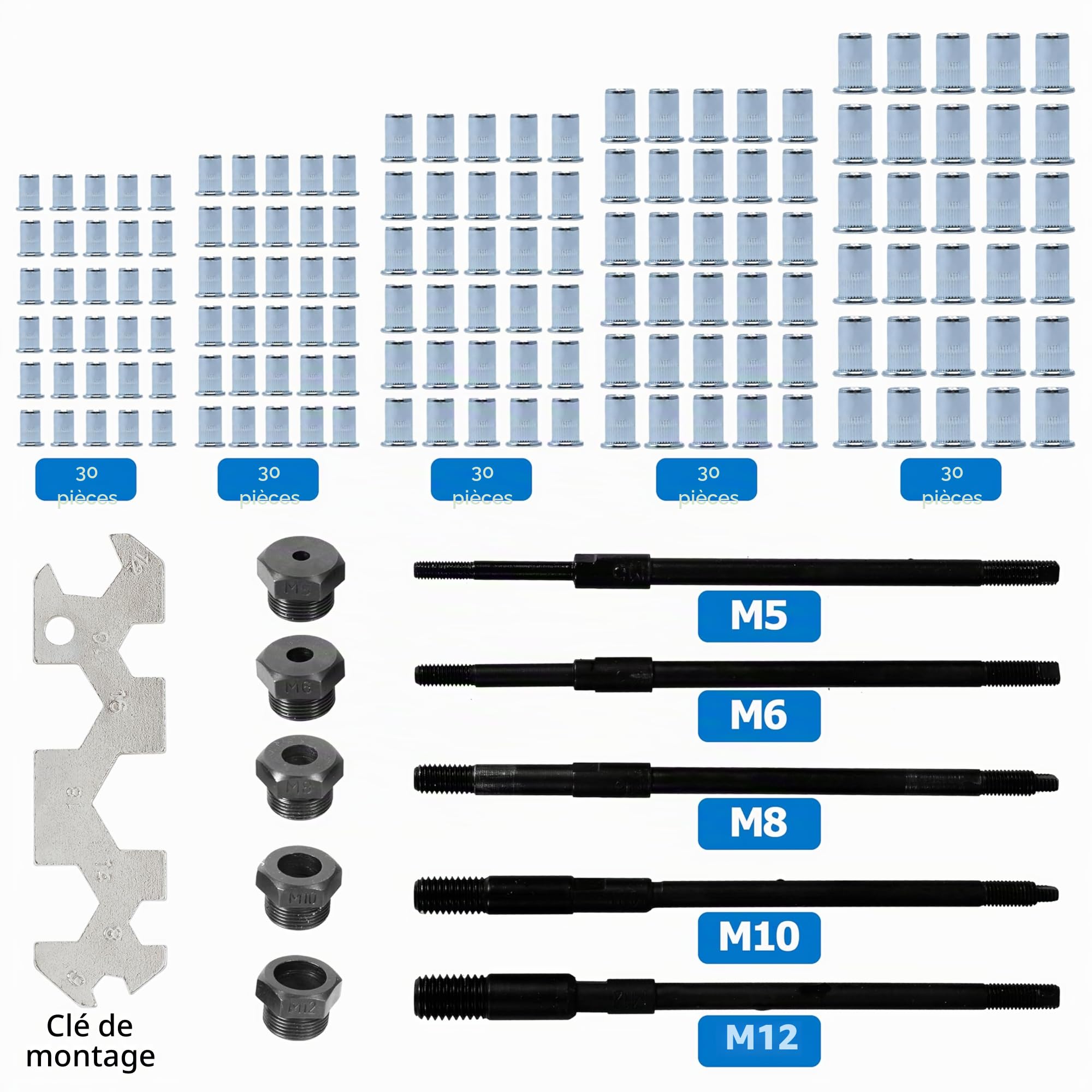 CCLIFE Rivet Guns pince à insert fileté M5-M12 150 écrous