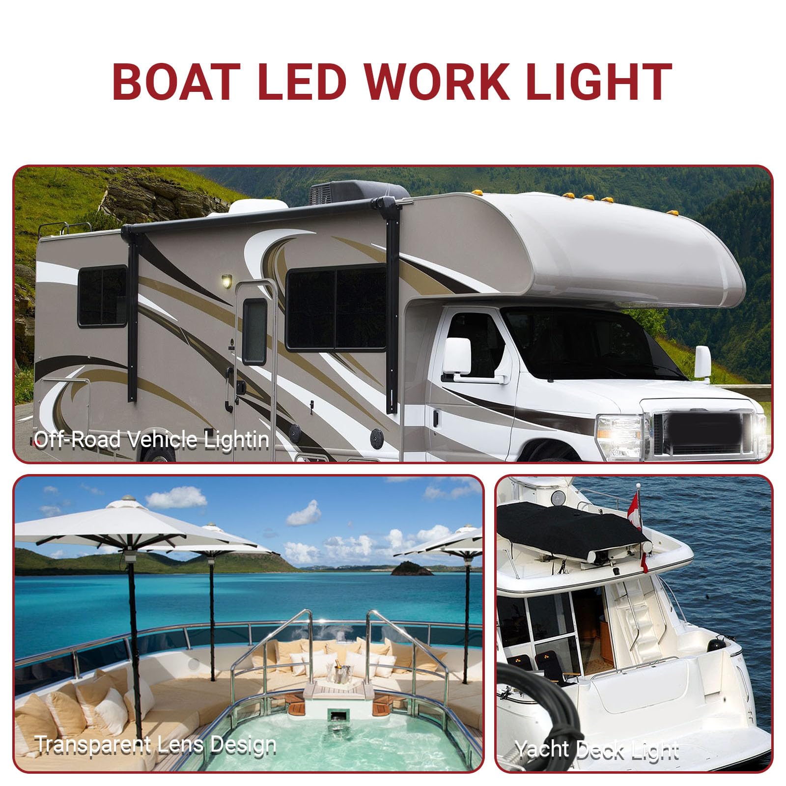 OUKENS lampe de travail LED bateau 12V-24V IP67 6 LED