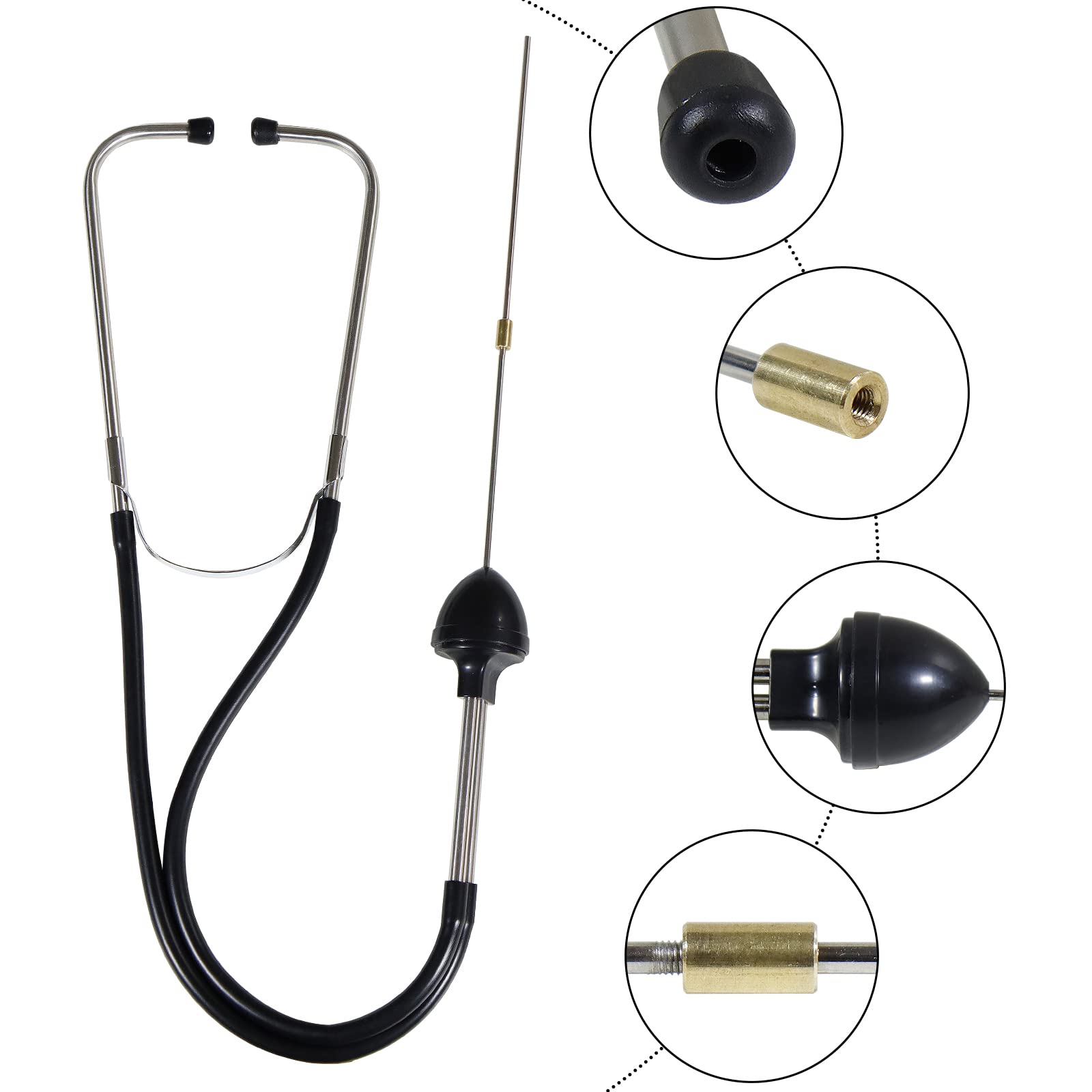 CCLIFE Test Tools stéthoscope mécanicien 920 mm 2 pointes