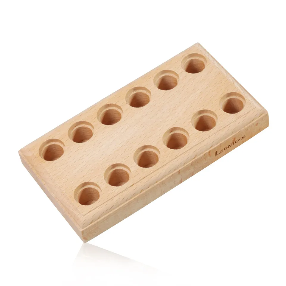 LEONTOOL Bloc bois 12 trous rangement pinces 80x148 mm