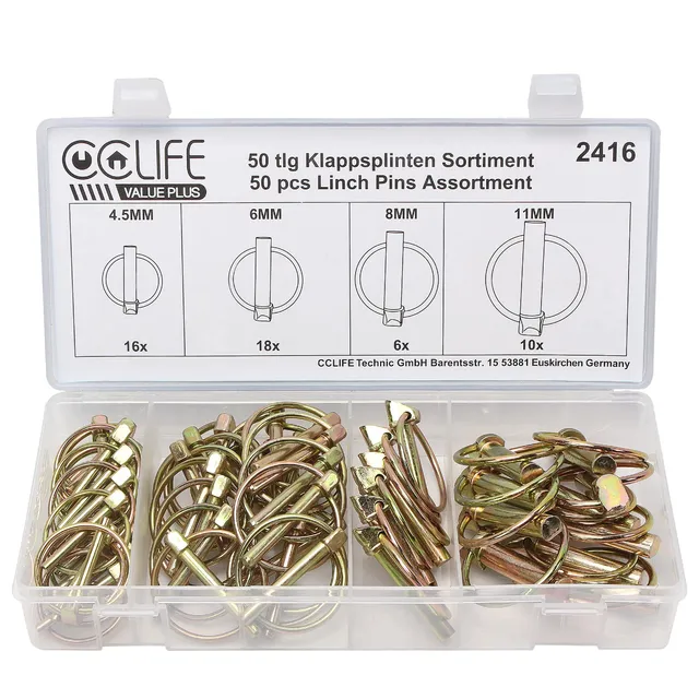 CCLIFE DIY Tools Goupilles Clip 50Pcs 4,5-11mm Galvanisé