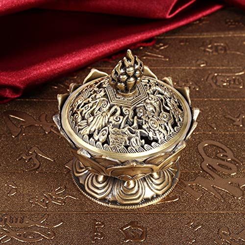 Jadeshay Articles Ménagers brûleur d'encens lotus bronze zinc