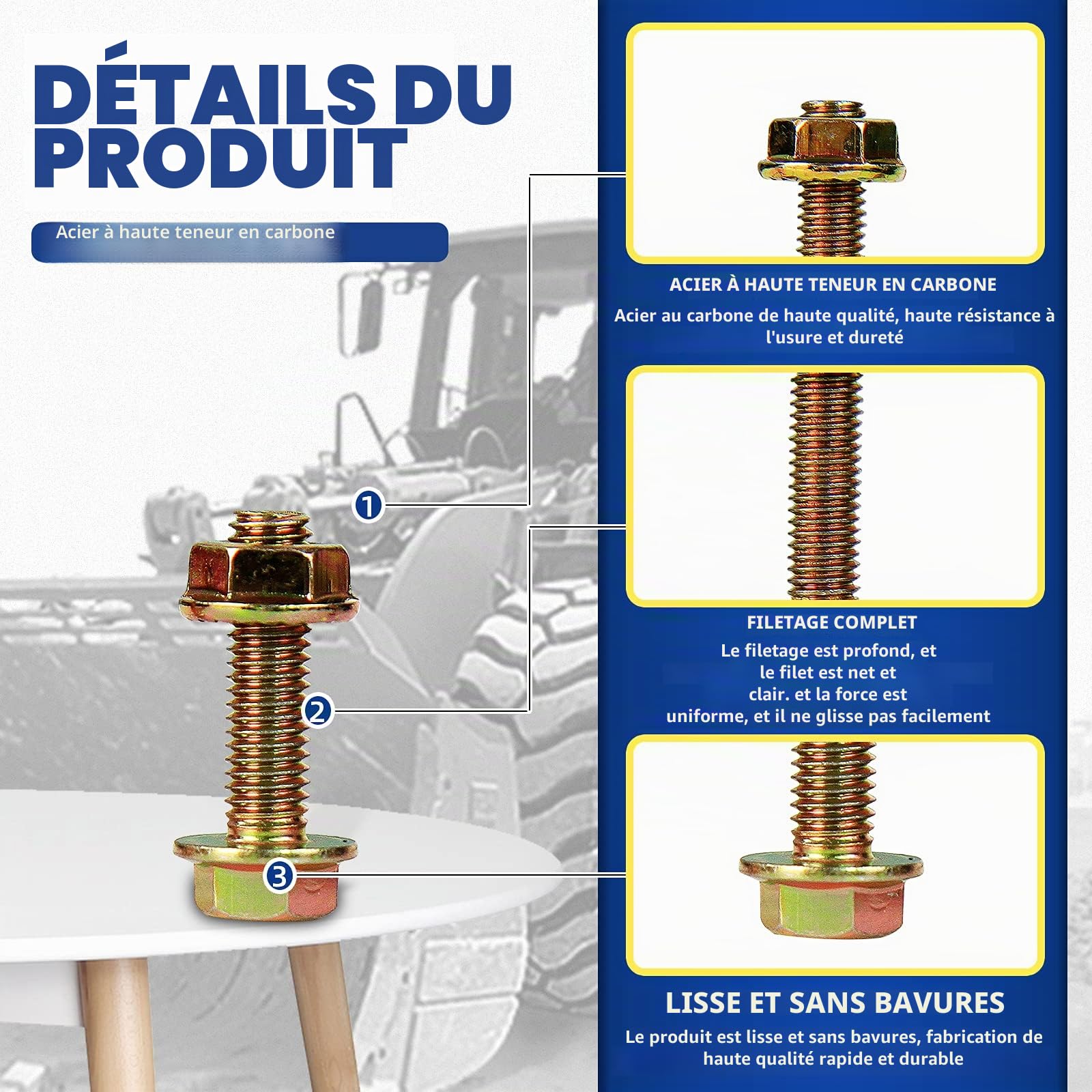 CCLIFE DIY Tools Coffret 280 Boulons à Bride M5 M6 M8 Galvanisé